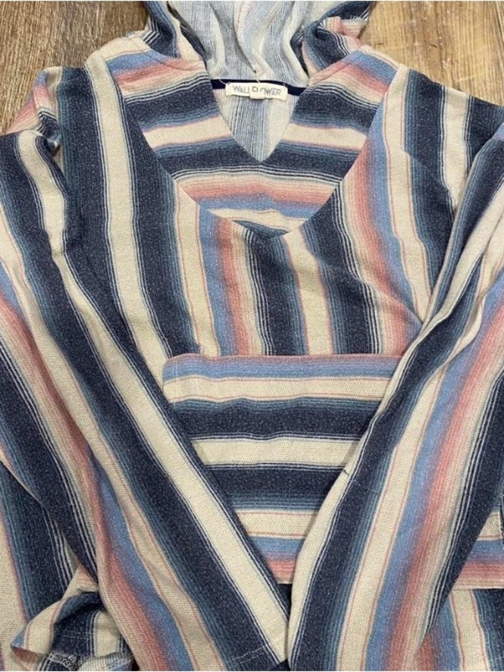 Billabong Striped Hooded Baja Sweater - Navy, Pink, Cream